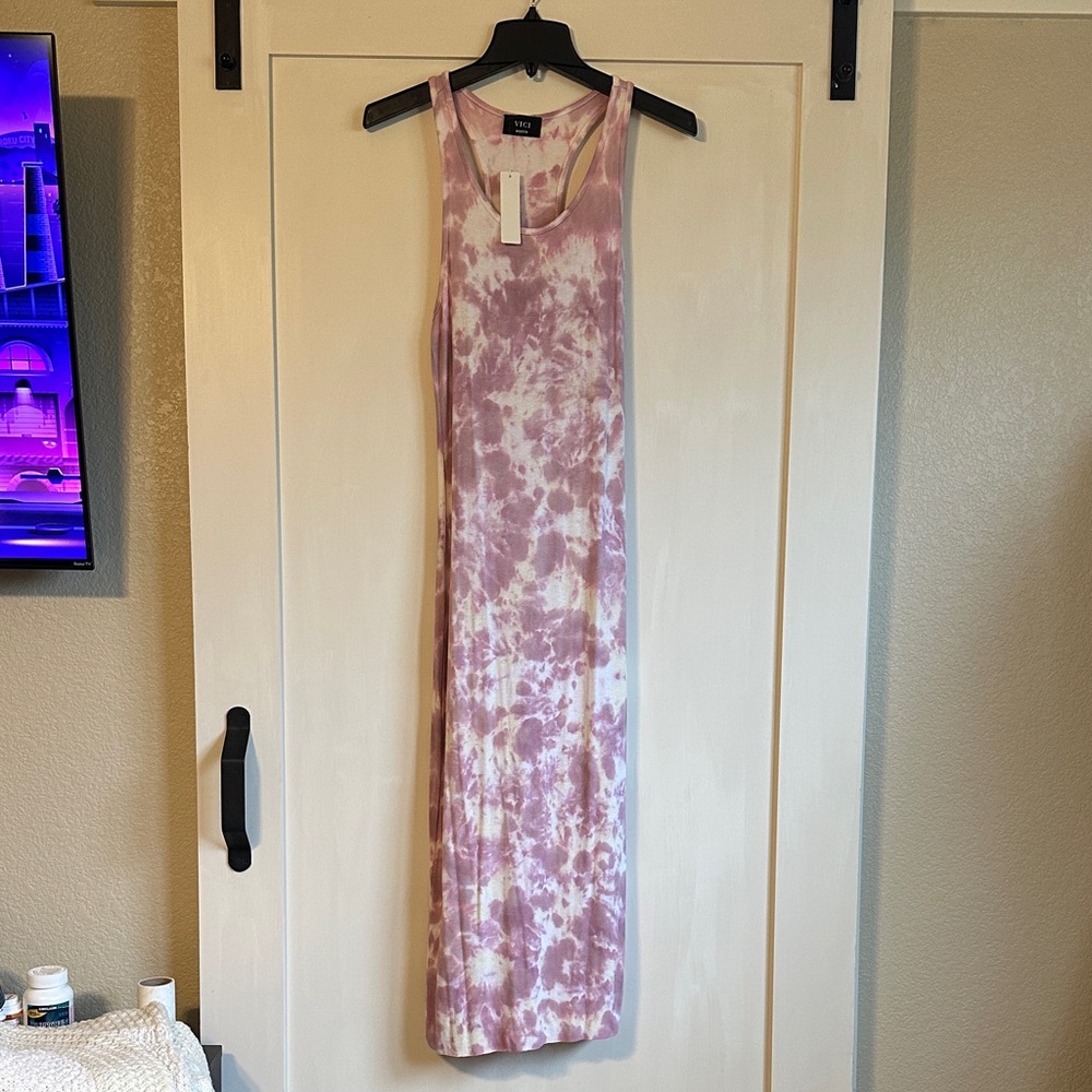 Vici Tie-Dye Maxi Dress - Lavender and White